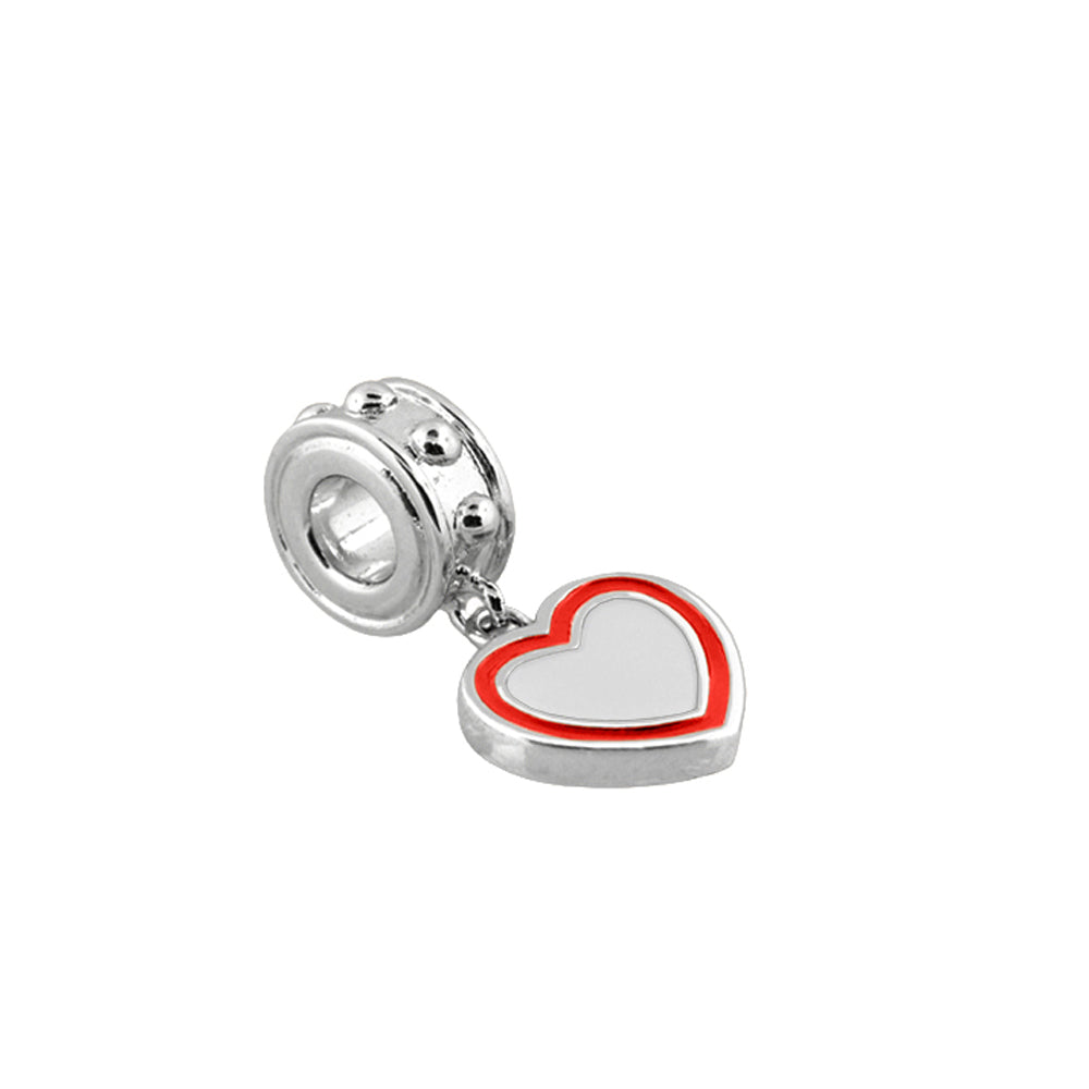 Gabriella Beads Heart Charm, silver heart pendant with red enamel outline by Lauren G Adams on Tampa Home & Garden Store