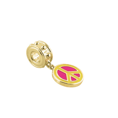 Gabriella Beads Peace Sign Charm, gold-tone with pink enamel, Lauren G Adams Charms on Tampa Home & Garden Store