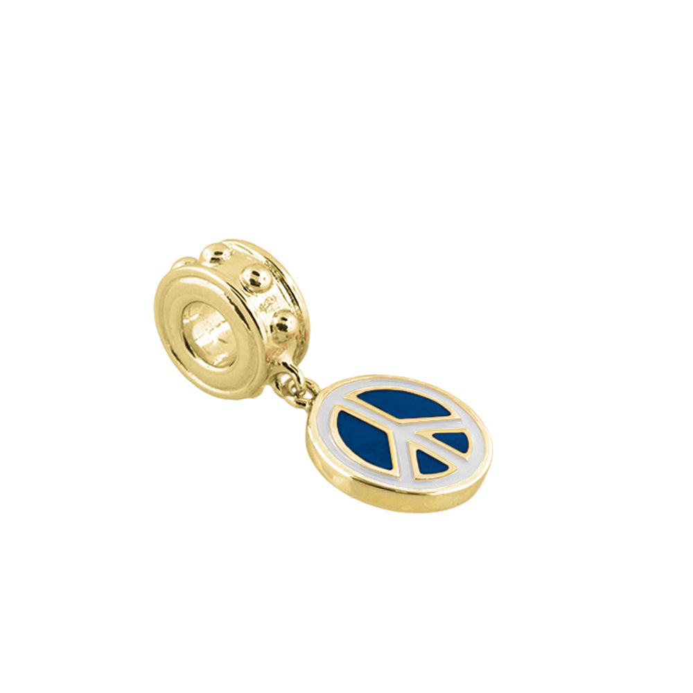 Gabriella Beads Peace Sign Charm gold-tone with blue enamel, Lauren G Adams collections on Tampa Home & Garden Store