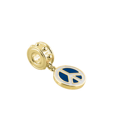 Gabriella Beads Peace Sign Charm gold-tone with blue enamel, Lauren G Adams collections on Tampa Home & Garden Store