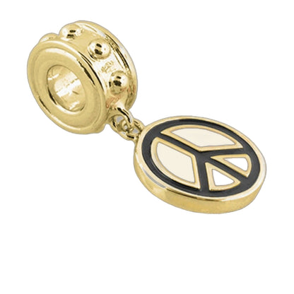 Gabriella Beads Peace Sign Charm gold-tone with black enamel peace symbol from Lauren G Adams on Tampa Home & Garden Store