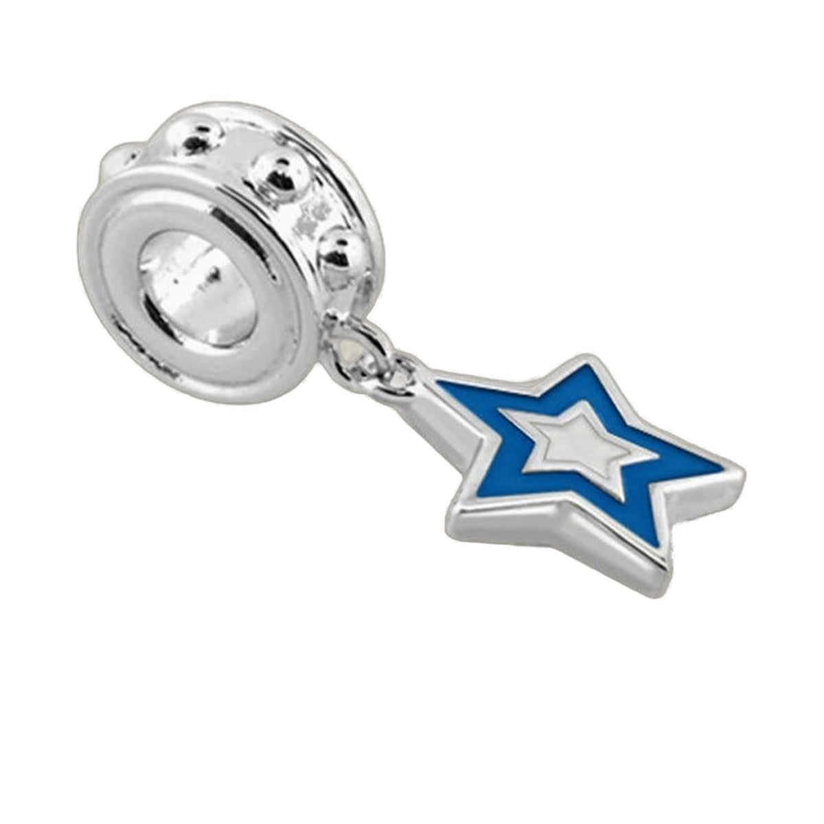 Gabriella Beads Star Charm by Lauren G Adams, blue enamel star pendant in silver on Tampa Home & Garden Store