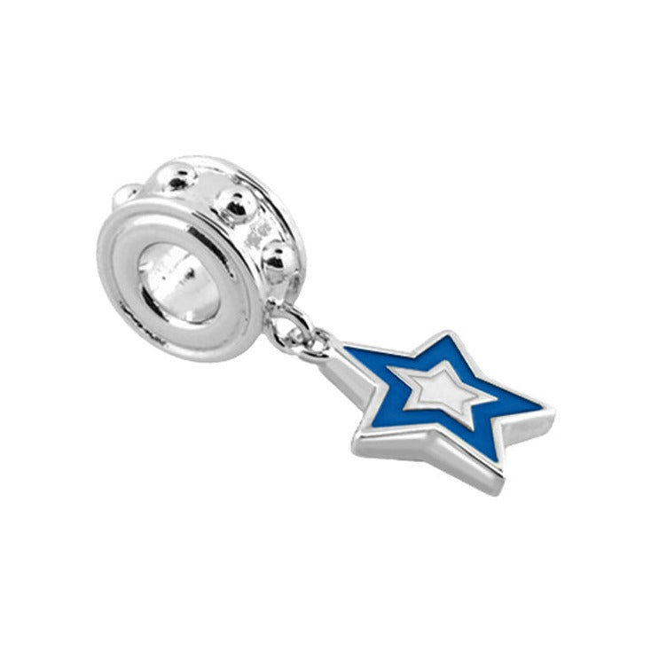 Gabriella Beads star charm Lauren G Adams in blue enamel with white inner star on silver bead on Tampa Home & Garden Store