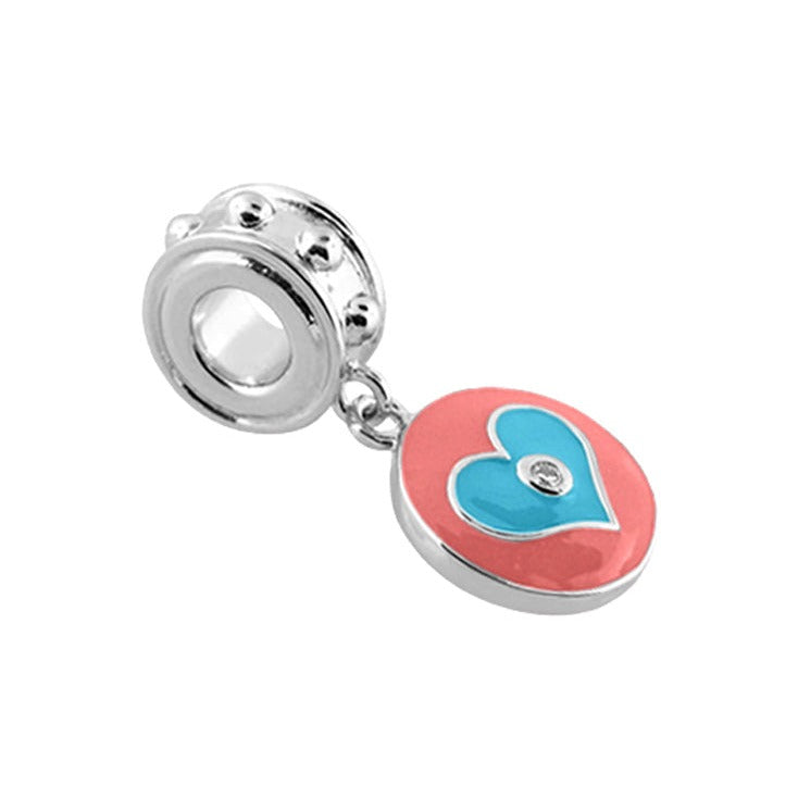Gabriella Beads Heart Charm pink round pendant with blue heart overlay by Lauren G Adams on Tampa Home & Garden Store