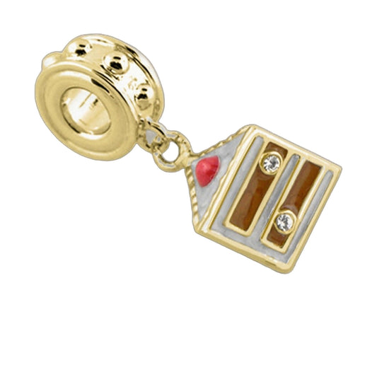 Gabriella Beads Cake Slice charm for bead bracelets gold-tone enamel layers on Tampa Home & Garden Store