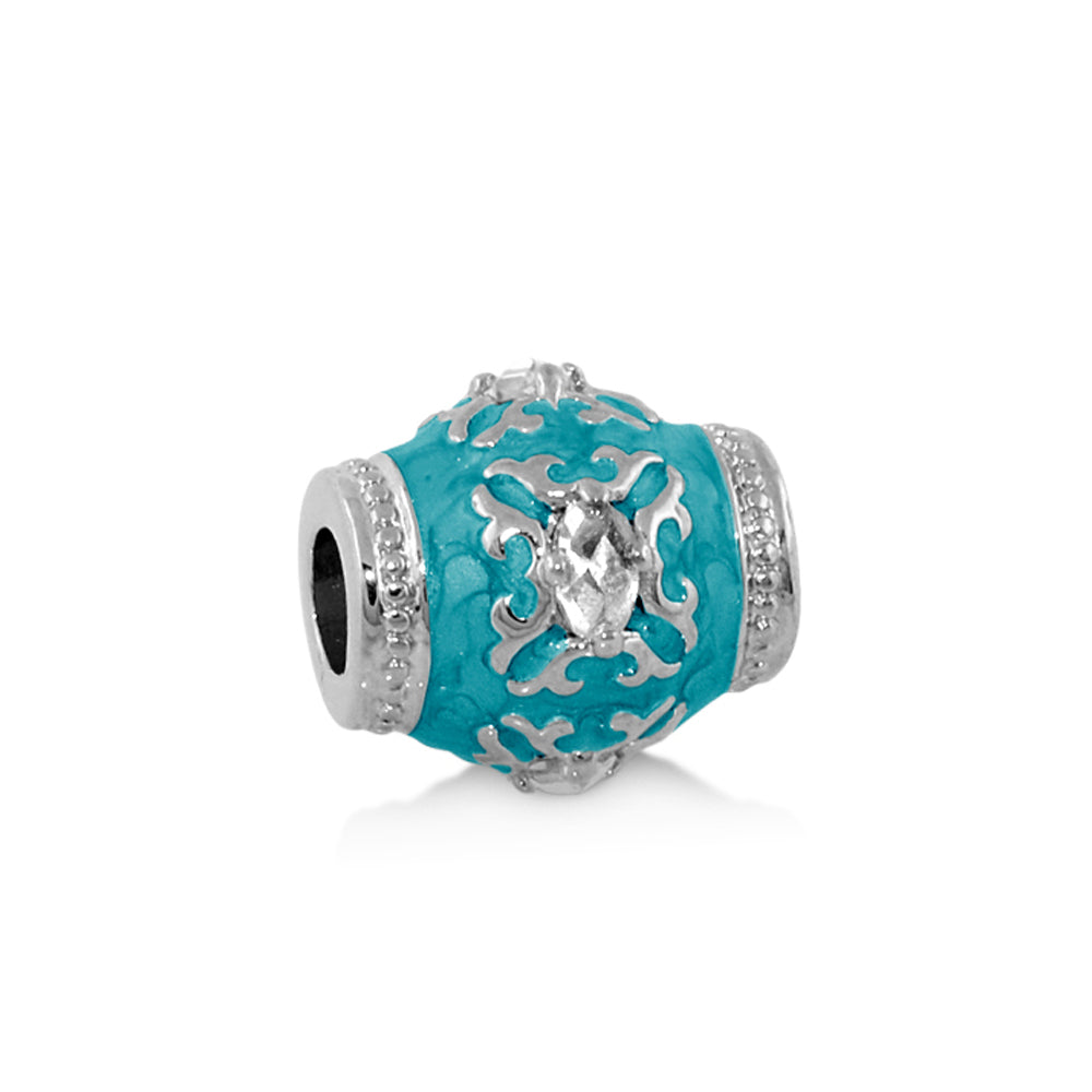 Gabriella Beads Vintage turquoise enamel charm bead with crystal by Lauren G Adams on Tampa Home & Garden Store
