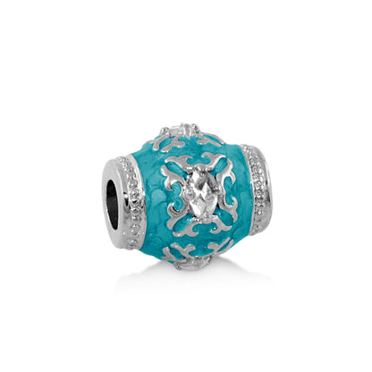 Gabriella Beads Vintage turquoise enamel charm bead with crystal by Lauren G Adams on Tampa Home & Garden Store