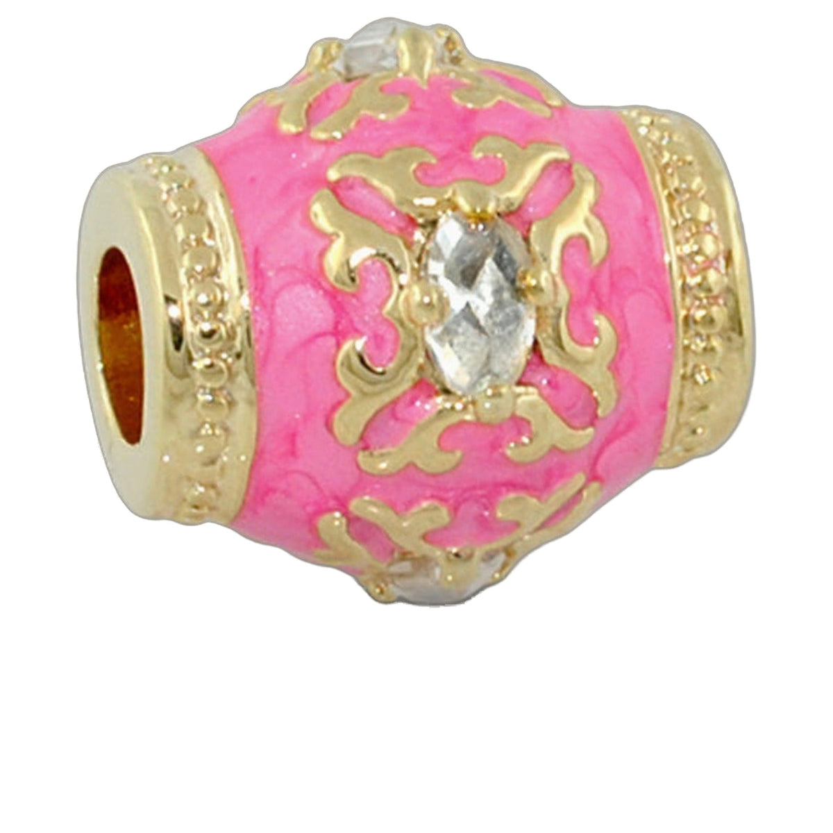 Gabriella Beads Vintage pink enamel charm bead with gold filigree by Lauren G Adams on Tampa Home & Garden Store