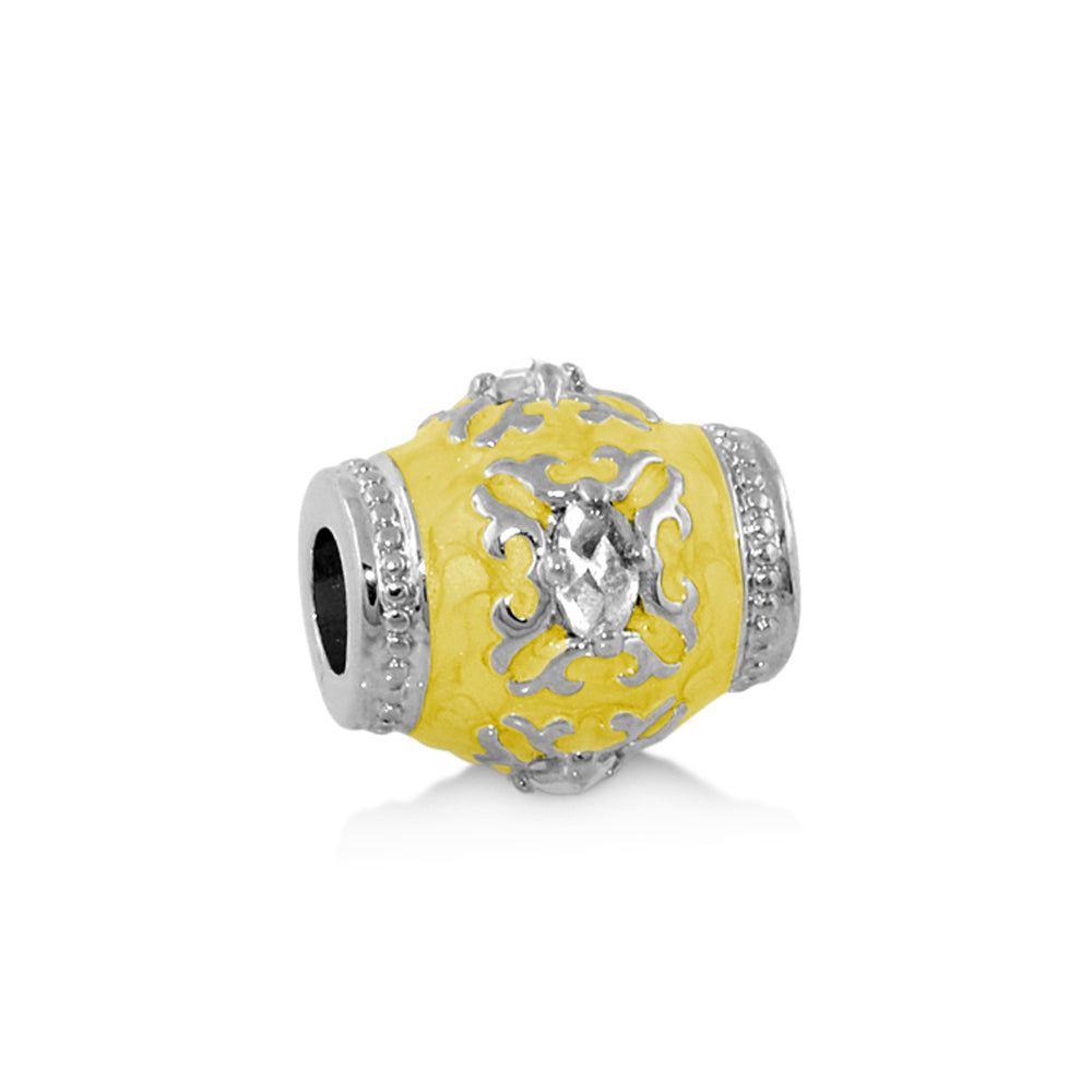 Gabriella Vintage charm bead yellow enamel with silver filigree crystal by Lauren G Adams on Tampa Home & Garden Store