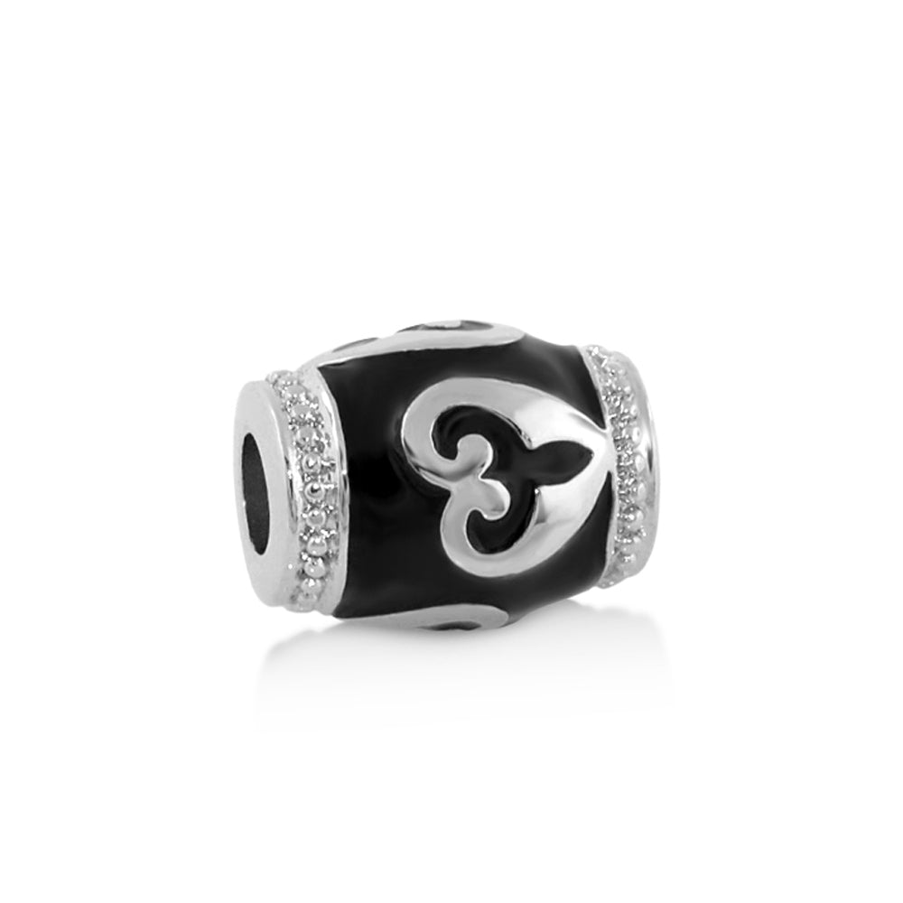 Gabriella Beads Heart Design charm bead black enamel with crystal ends Lauren G Adams Charms on Tampa Home & Garden Store