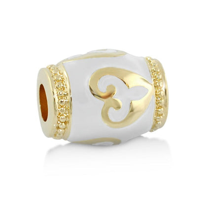 Gabriella Beads Heart Design Charm white ceramic with gold-tone accents by Lauren G Adams on Tampa Home & Garden Store