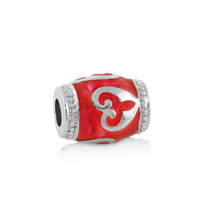 Gabriella Beads Heart Design charm bead red enamel heart motif and crystal ends on Tampa Home & Garden Store