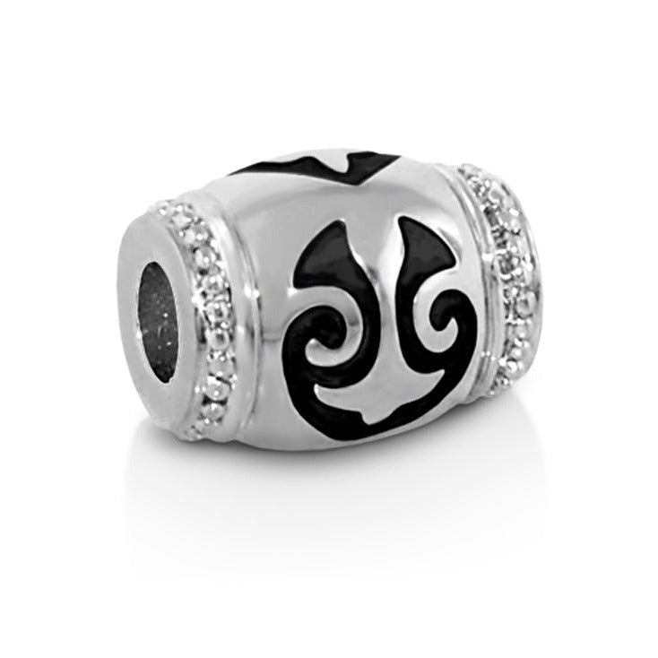 Gabriella Beads scroll charm silver with black enamel scrolls and crystals by Lauren G Adams on Tampa Home & Garden Store