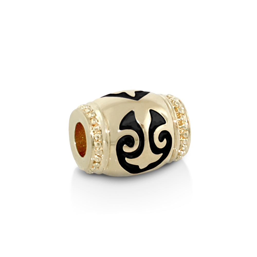 Gabriella Beads Scroll Design bead charm gold tone with black enamel scroll Lauren G Adams on Tampa Home & Garden Store