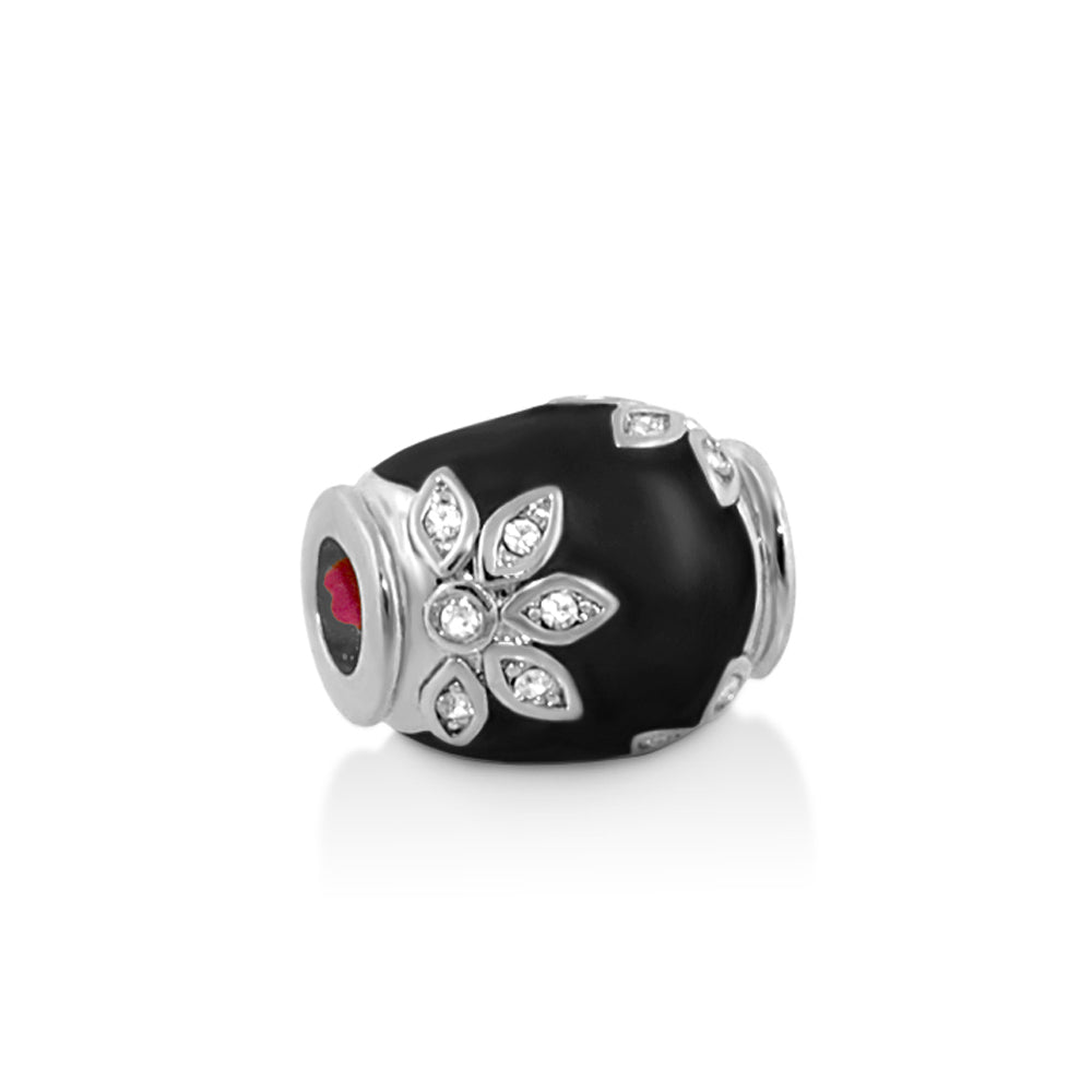 Gabriella Beads Crystal Flower charm black bead with crystal flower accents Lauren G Adams on Tampa Home & Garden Store