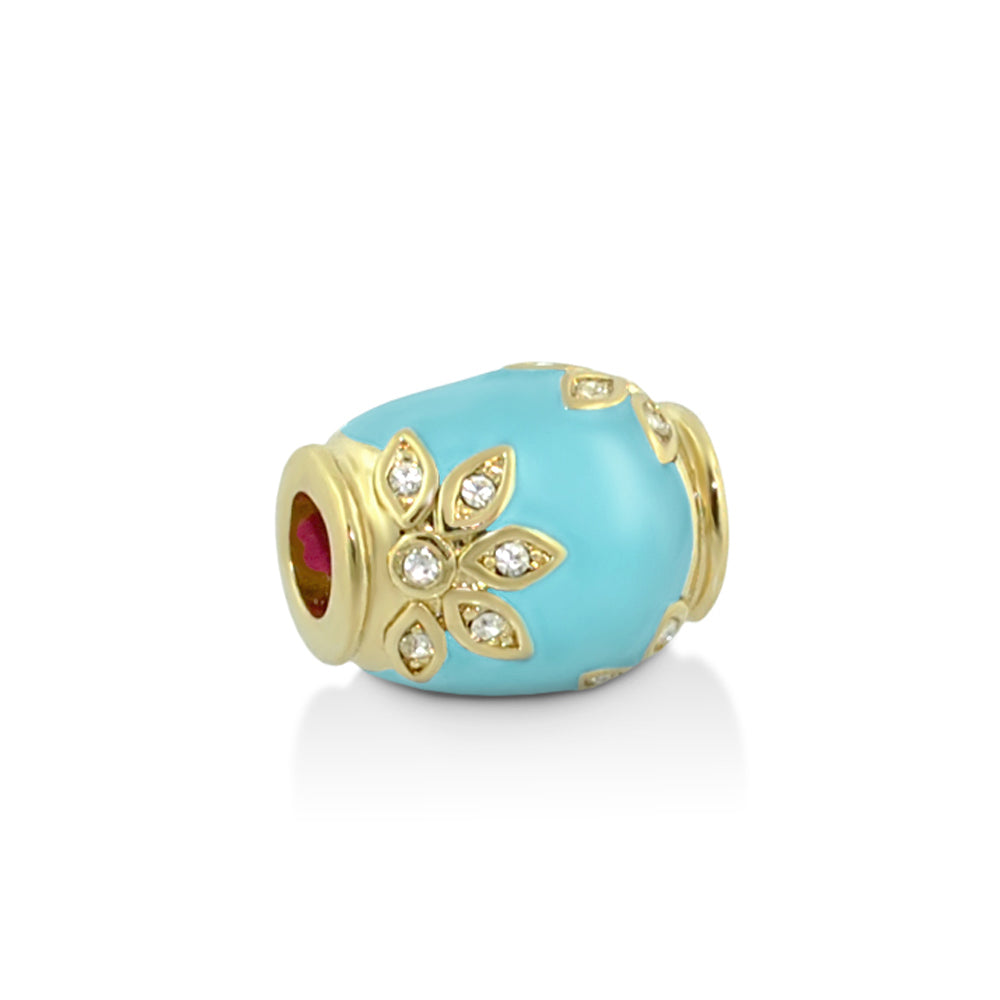Gabriella Beads Crystal Flower charm turquoise bead by Lauren G Adams with gold-tone crystals on Tampa Home & Garden Store
