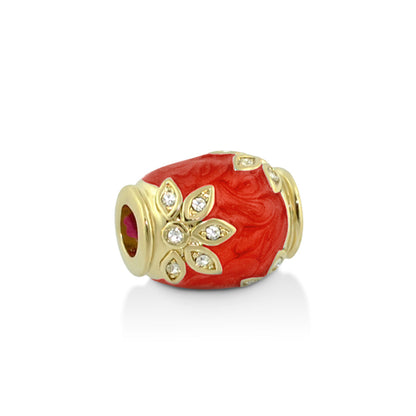 Gabriella Beads Crystal Flower charm with red enamel bead with gold petal cap crystals on Tampa Home & Garden Store