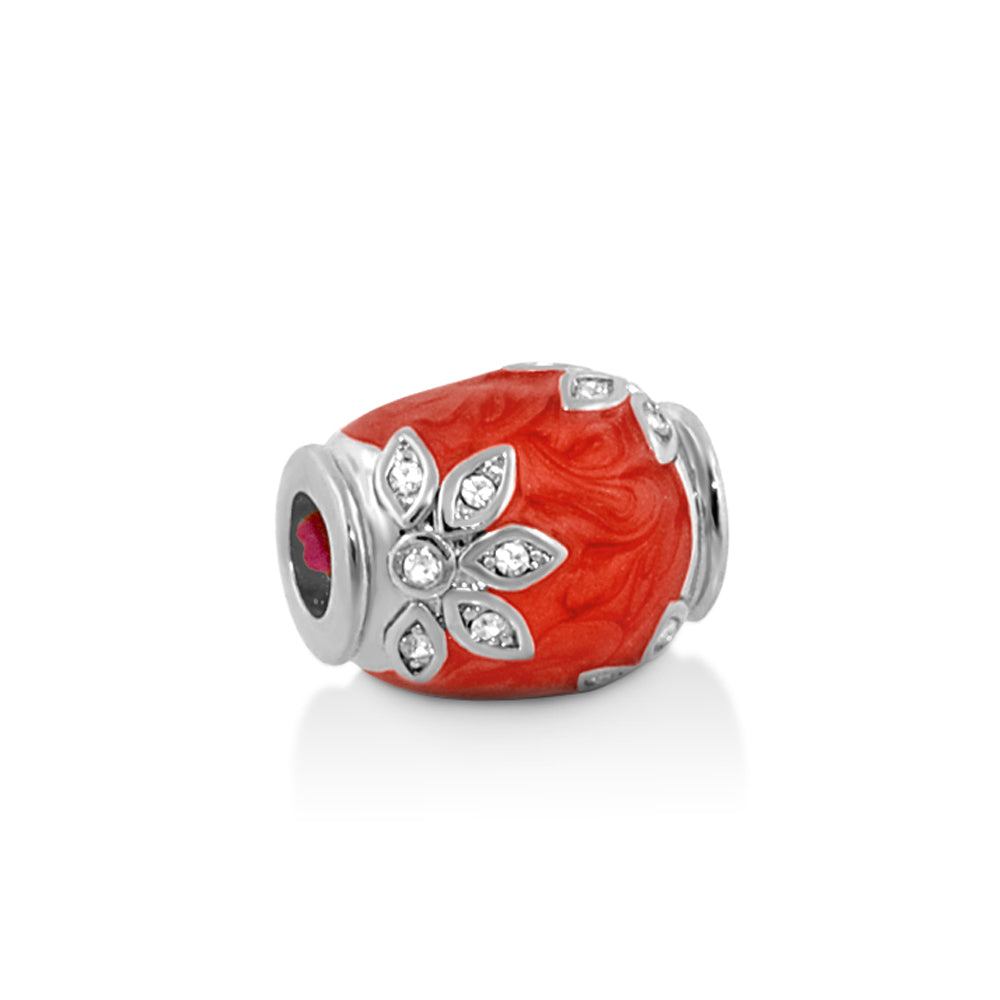 Gabriella Beads Crystal Flower Lauren G Adams red marbled bead with crystal flower accents on Tampa Home & Garden Store