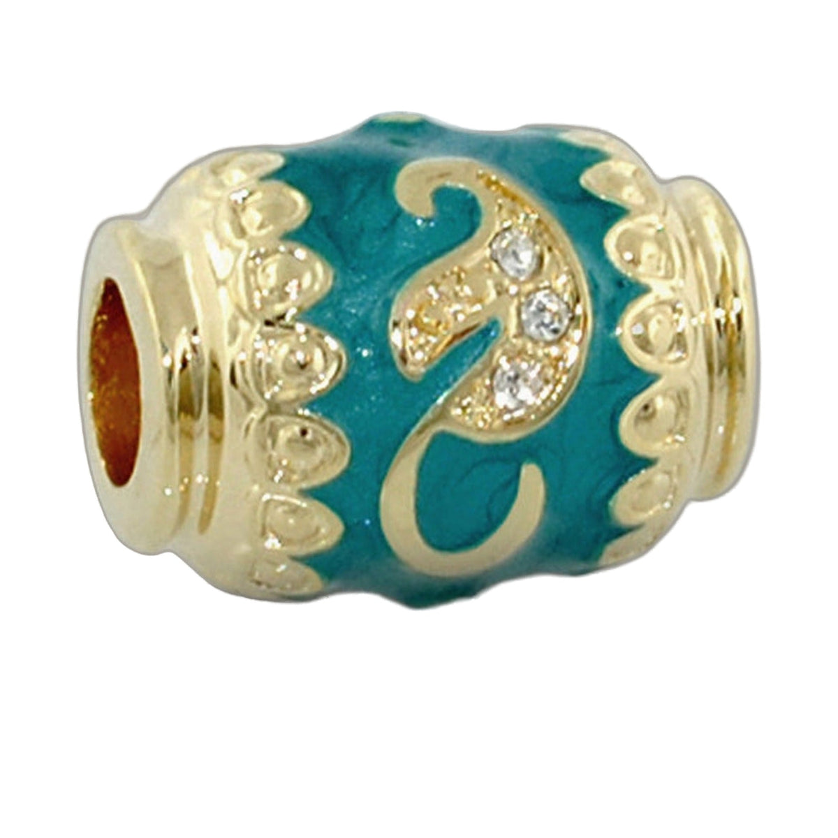 Gabriella Beads Crystal Leaf charm bead turquoise enamel with gold accents by Lauren G Adams on Tampa Home & Garden Store
