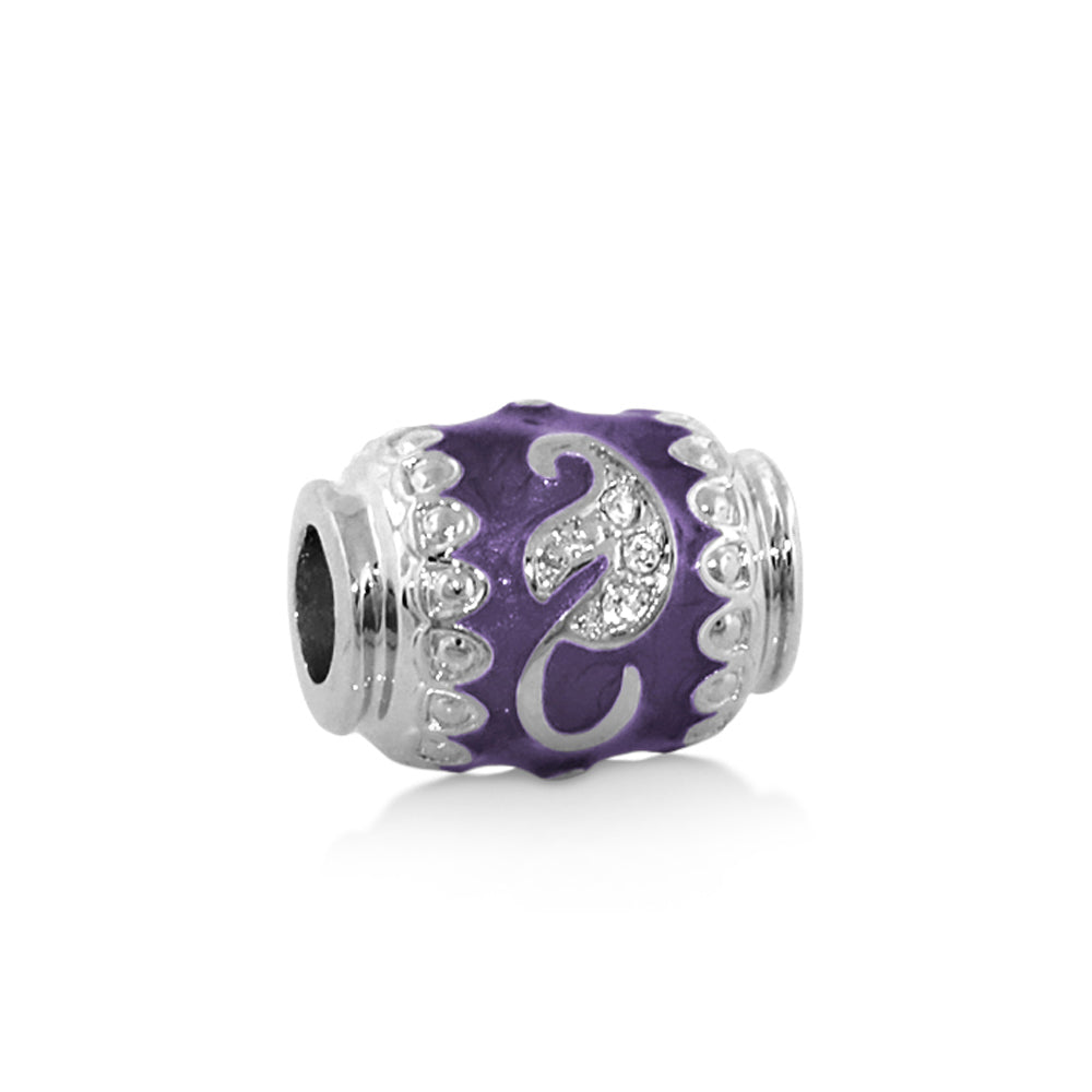 Gabriella Beads Crystal Leaf charm bead in purple enamel with clear crystals by Lauren G Adams on Tampa Home & Garden Store