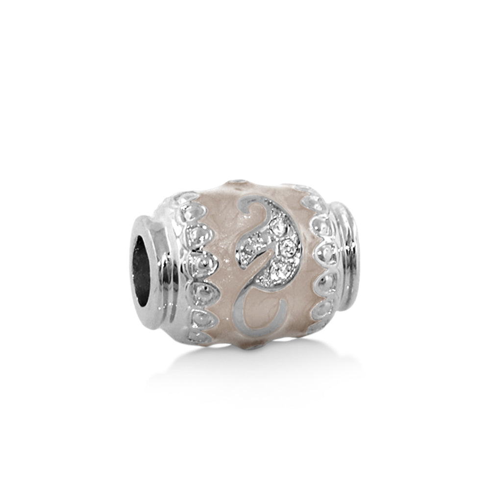 Gabriella Beads Crystal Leaf charm bead pink enamel with silver trim by Lauren G Adams on Tampa Home & Garden Store