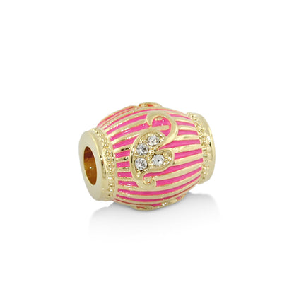 Gabriella Beads Enamel Leaf charm by Lauren G Adams in gold-tone with pink enamel stripes and crystals on Tampa Home & Garden Store