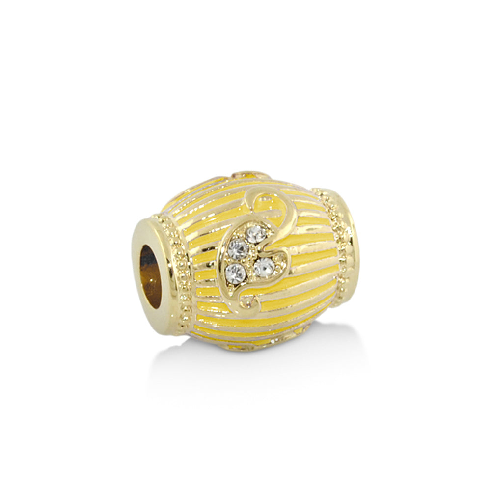 Gabriella Beads Enamel Leaf charm bead in gold with striped texture and crystal accents on Tampa Home & Garden Store
