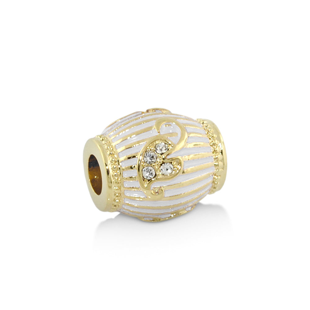Gabriella Beads Enamel Leaf charm bead gold with white enamel stripes by Lauren G Adams on Tampa Home & Garden Store