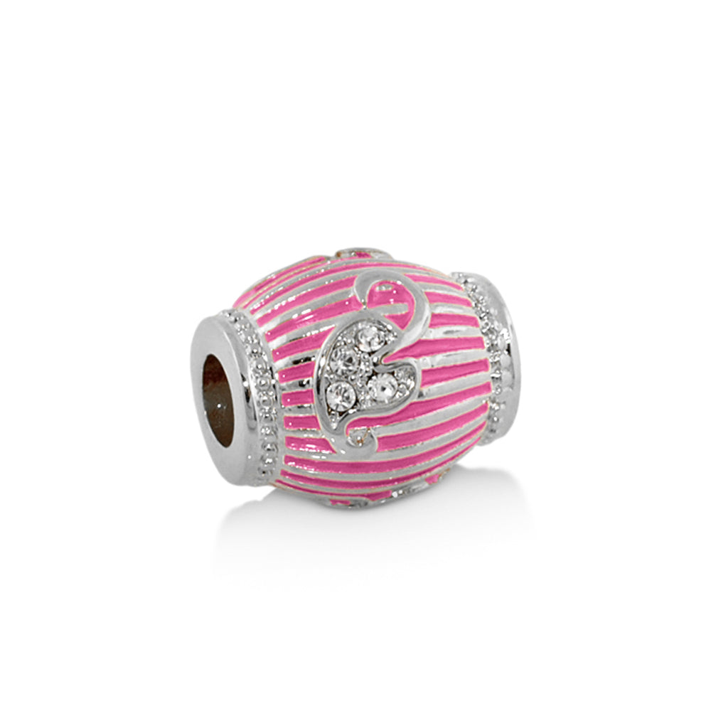Gabriella Beads Enamel Leaf charm bead pink enamel stripes with crystals by Lauren G Adams on Tampa Home & Garden Store