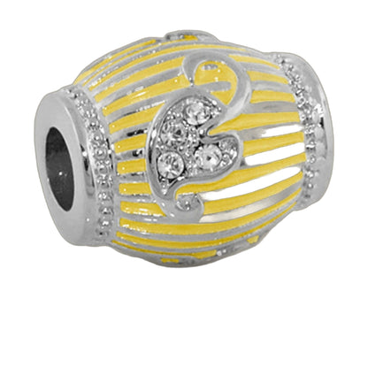 Gabriella Beads enamel leaf charm bead by Lauren G Adams, yellow striped, crystal accents, silver core on Tampa Home & Garden Store
