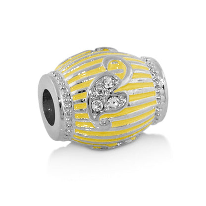 Gabriella Beads enamel leaf charm bead by Lauren G Adams, yellow striped silver charm with crystal accent on Tampa Home & Garden Store