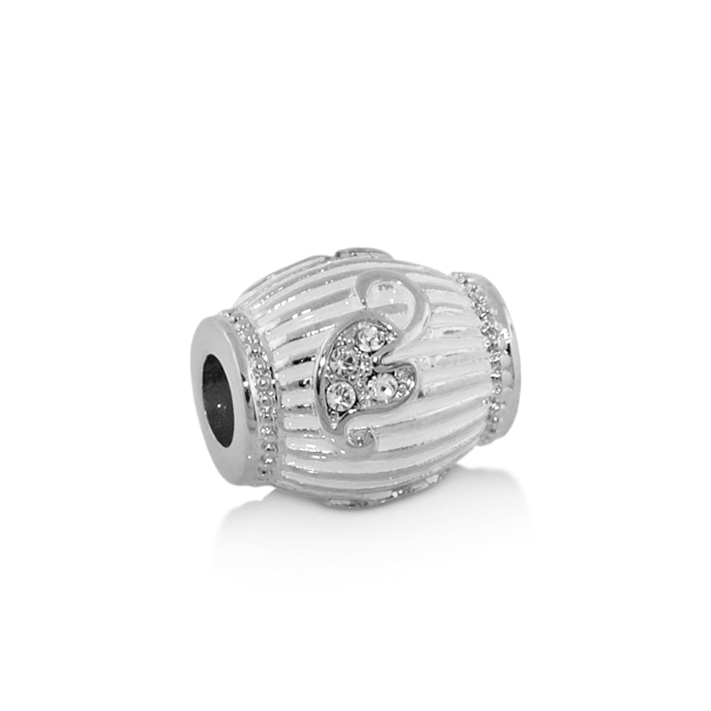 Gabriella Beads Enamel Leaf charm bead, silver-tone ribbed bead with crystal leaf accent by Lauren G Adams on Tampa Home & Garden Store