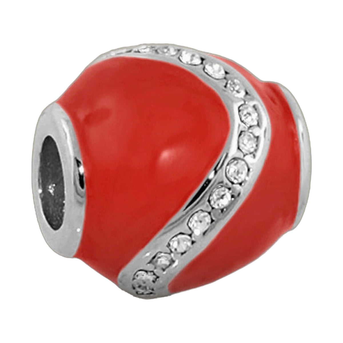 Gabriella Beads Wavy Crystal charm bead with red enamel and crystal pave band on Tampa Home & Garden Store