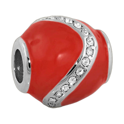 Gabriella Beads Wavy Crystal charm bead with red enamel and crystal pave band on Tampa Home & Garden Store