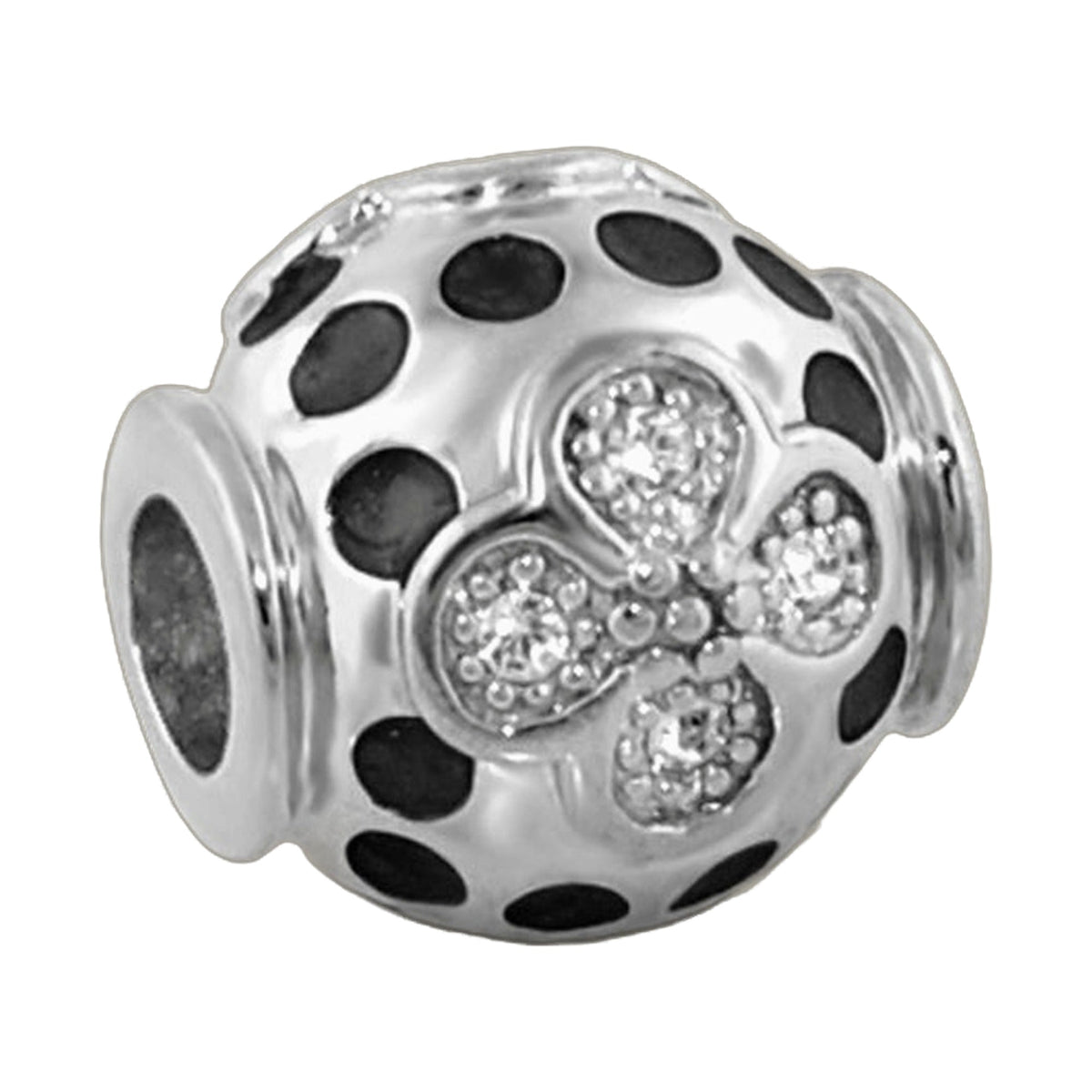 Gabriella Beads Crystal Dots bead in silver with black enamel dots and pave crystals on Tampa Home & Garden Store
