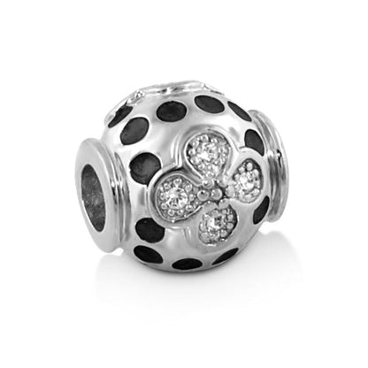 Gabriella Beads Crystal Dots charm by Lauren G Adams silver with black enamel dots on Tampa Home & Garden Store