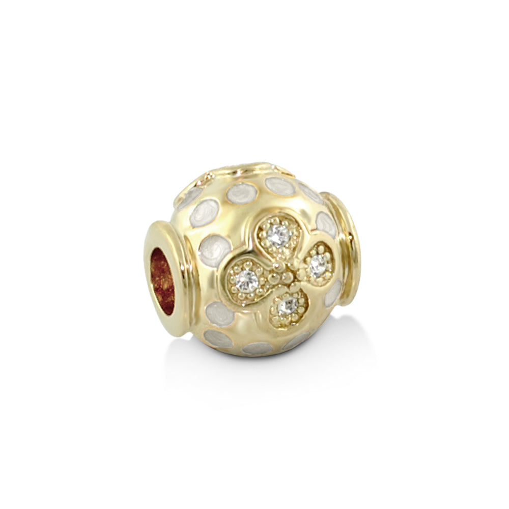 Gold-tone Gabriella Beads Crystal Dots charm bead by Lauren G Adams with crystal flower on Tampa Home & Garden Store