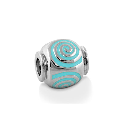 Gabriella Beads Swirl charm bead silver-tone metal with turquoise enamel spirals on Tampa Home & Garden Store