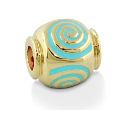 Gabriella Beads Swirl charm bead in gold-tone with turquoise enamel spirals by Lauren G Adams on Tampa Home & Garden Store