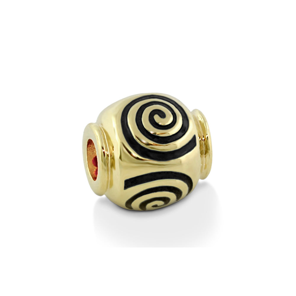 Gabriella Beads Swirl gold-tone charm bead with black spiral pattern by Lauren G Adams Charms on Tampa Home & Garden Store