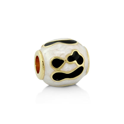 Gabriella Beads animal print charm bead white enamel with gold trim black Lauren G Adams on Tampa Home & Garden Store