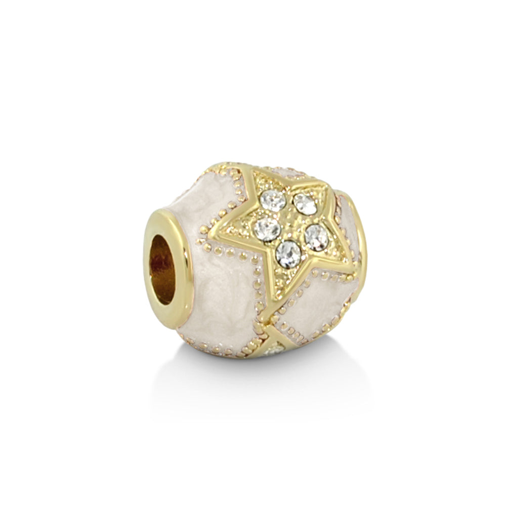 Gabriella Beads Crystal Star charm by Lauren G Adams, enamel bead with gold star and crystals on Tampa Home & Garden Store
