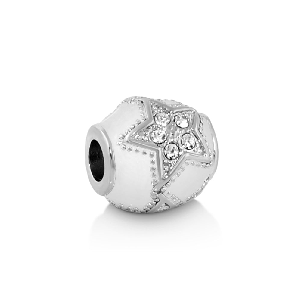 Gabriella Beads Crystal Star charm bead by Lauren G Adams, silver-tone with pavé crystals and beaded borders on Tampa Home & Garden Store