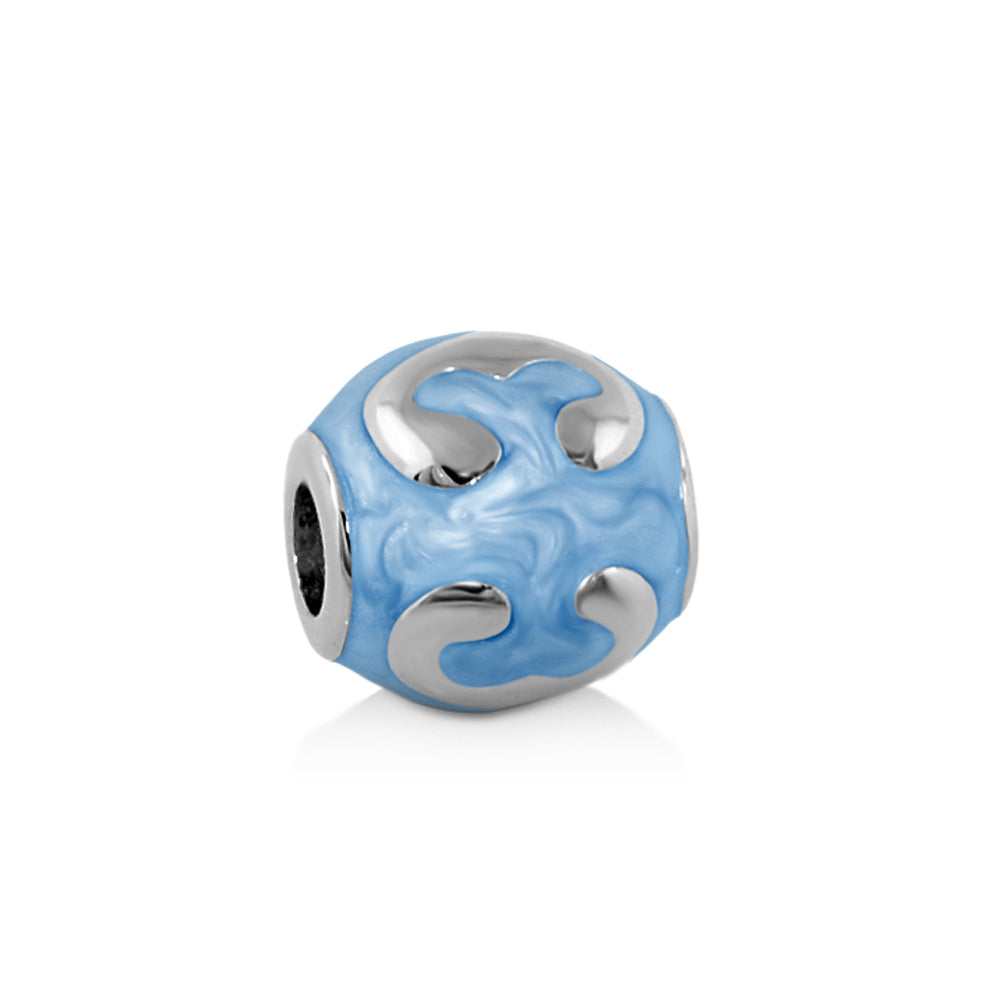 Gabriella Beads Scroll Design charm blue enamel silver accents Lauren G Adams on Tampa Home & Garden Store