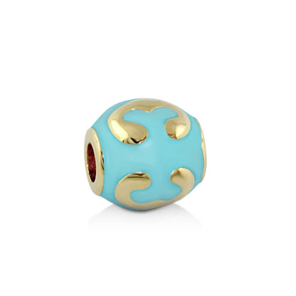 Gabriella Beads Scroll Design charm bead turquoise enamel with gold scrolls by Lauren G Adams on Tampa Home & Garden Store