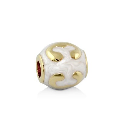 Gabriella Beads Scroll Design charm bead white with gold-tone scrolls Lauren G Adams on Tampa Home & Garden Store