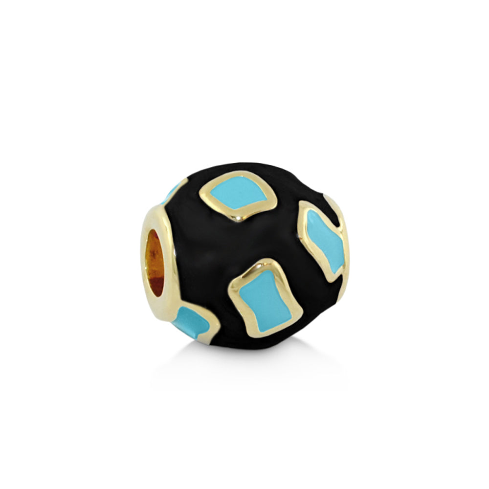 Gabriella Beads Animal Print charm bead dark bead with turquoise patches outlined Lauren G Adams on Tampa Home & Garden Store