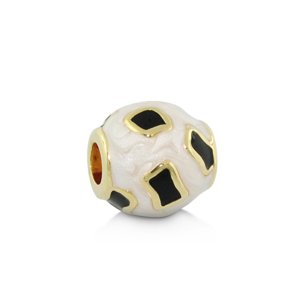 Gabriella Beads Animal Print bead with white base and black enamel patches on Tampa Home & Garden Store