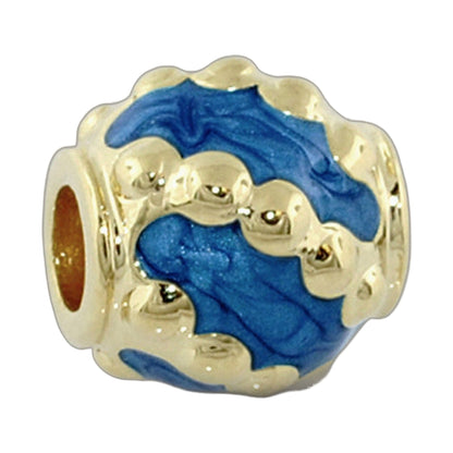 Gabriella Beads Dot Stripes charm pendant blue center with cream scalloped edge by Lauren G Adams on Tampa Home & Garden Store