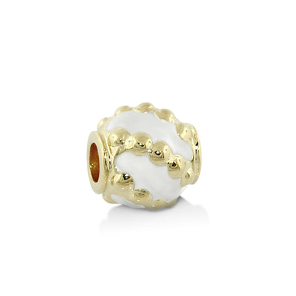 Gabriella Beads Dot Stripes charm bead by Lauren G Adams, gold-tone with white enamel on Tampa Home & Garden Store